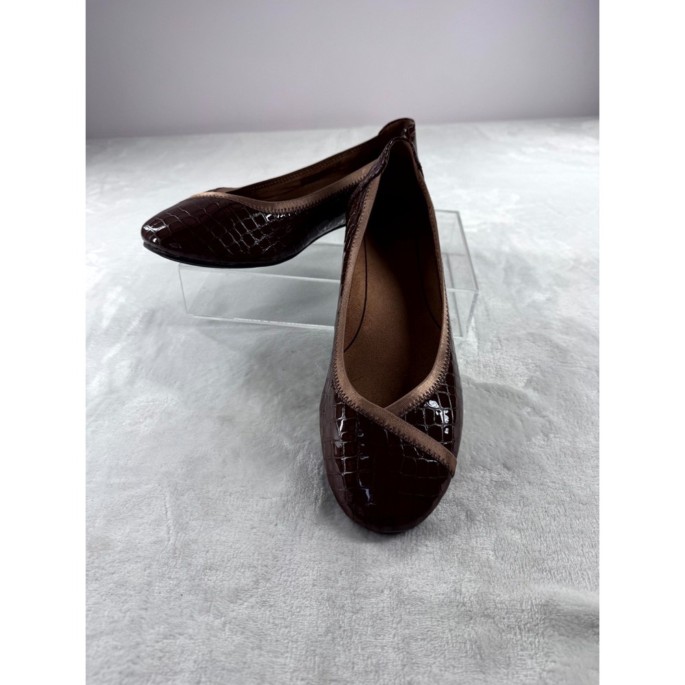 Vionic Carroll Slip-On Ballerina Flats Women's 9.5 Brown Leather Crock Comfort